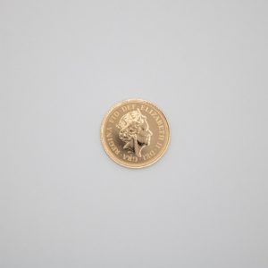 Meia libra em ouro 22k do ano 2018 com a Rainha Elizabeth II.