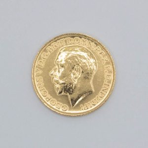 Libra em ouro 22k do Rei George V do ano 1916.