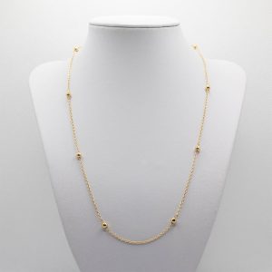 Colar malha fina ouro amarelo 19.2k com bolinhas.