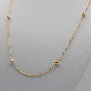 Colar malha fina ouro amarelo 19.2k com bolinhas.